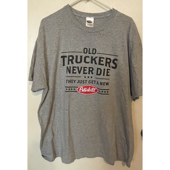 Peterbilt T-Shirt Men 2X-Large Gray Logo  Old Truckers Never Die - Picture 1 of 8